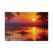 Marsh Mirage Nature Sunset Painting Canvas