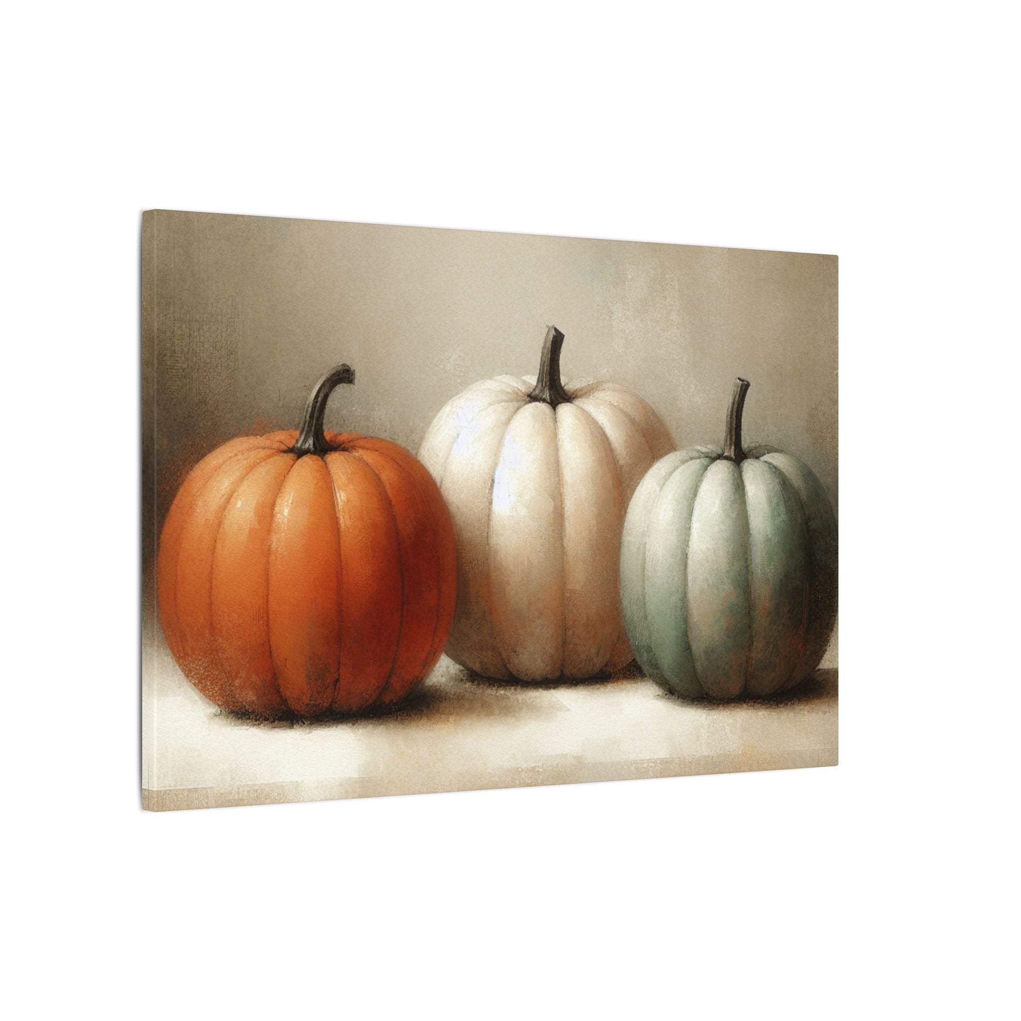 Three Pumpkins Rustic Still Life Canvas