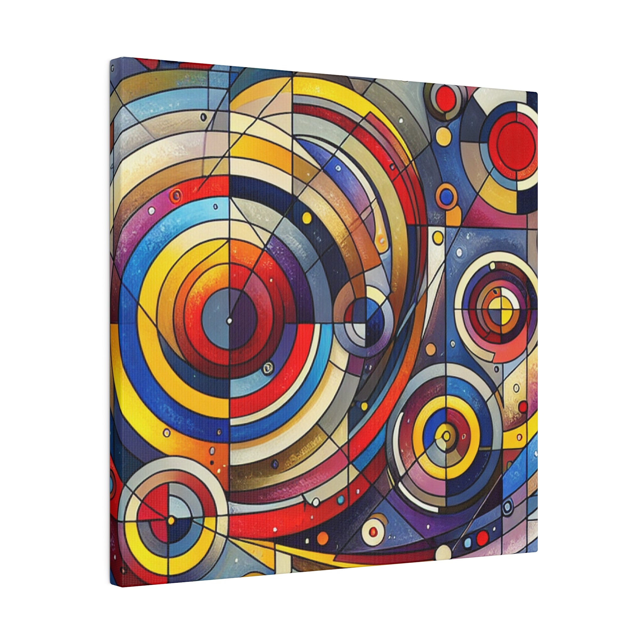 Geometric Harmony Red Blue Yellow Abstract Artwork Canvas