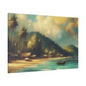 Serene Coastline Remote Island Beach Painting Canvas