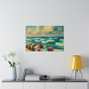 Nostalgic Shores Coastal Decor Beach Painting Canvas