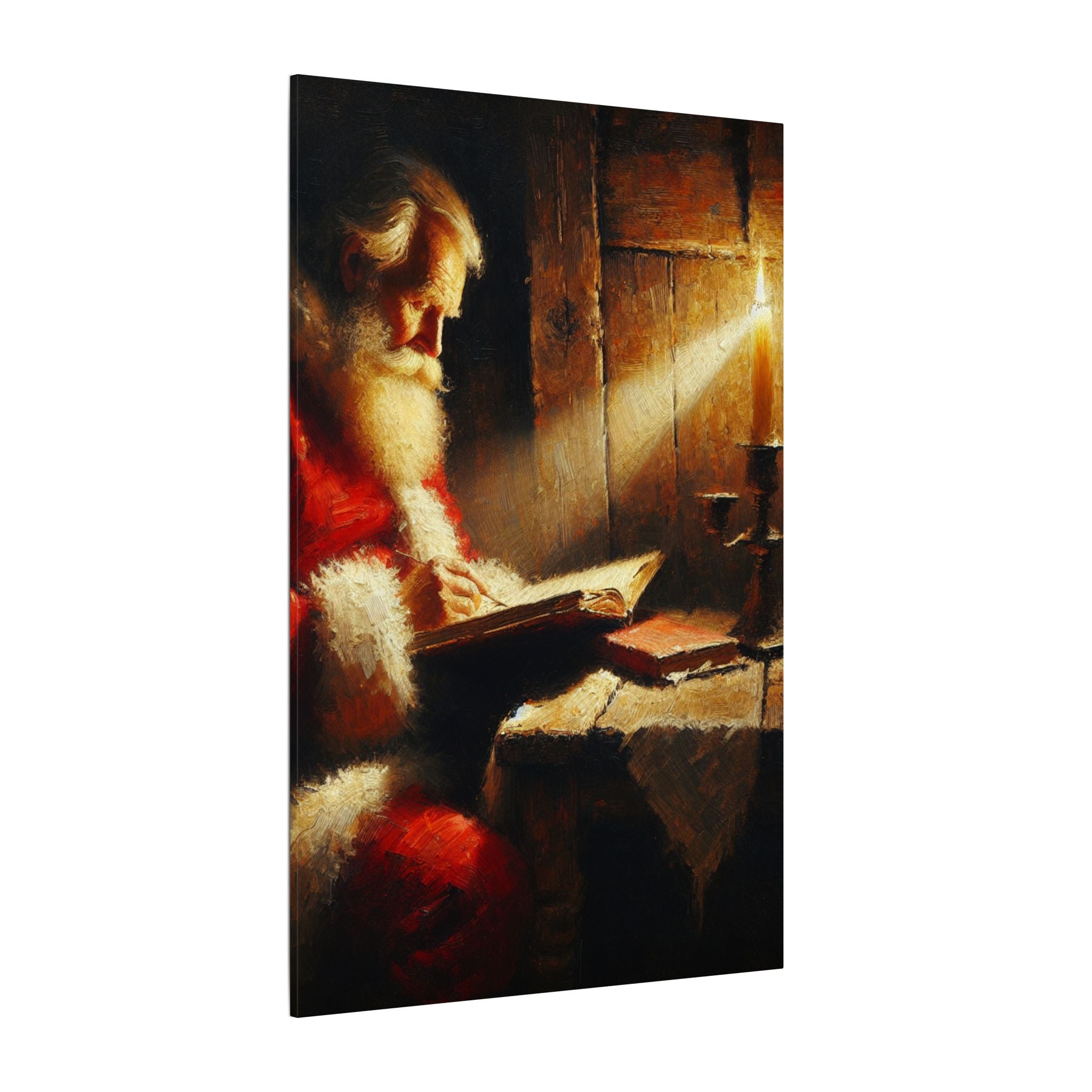 Santa Reading by Candlelight Canvas