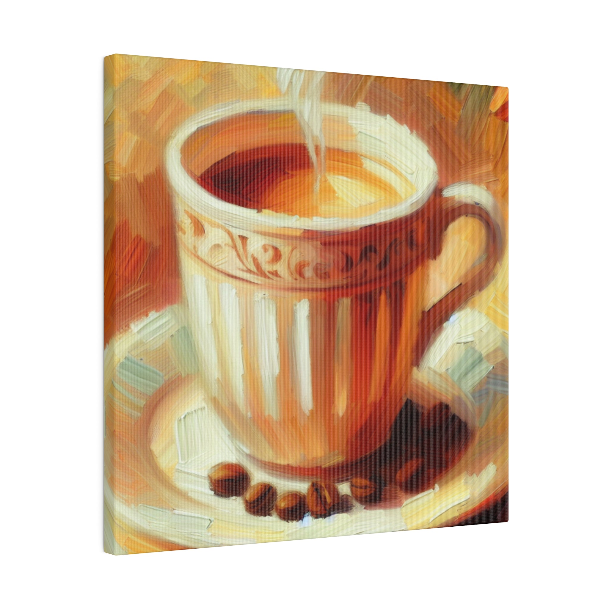 Impressionist Morning Brew Coffee Art Painting Coffee Painting Canvas