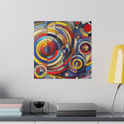 Geometric Harmony Red Blue Yellow Abstract Artwork Canvas