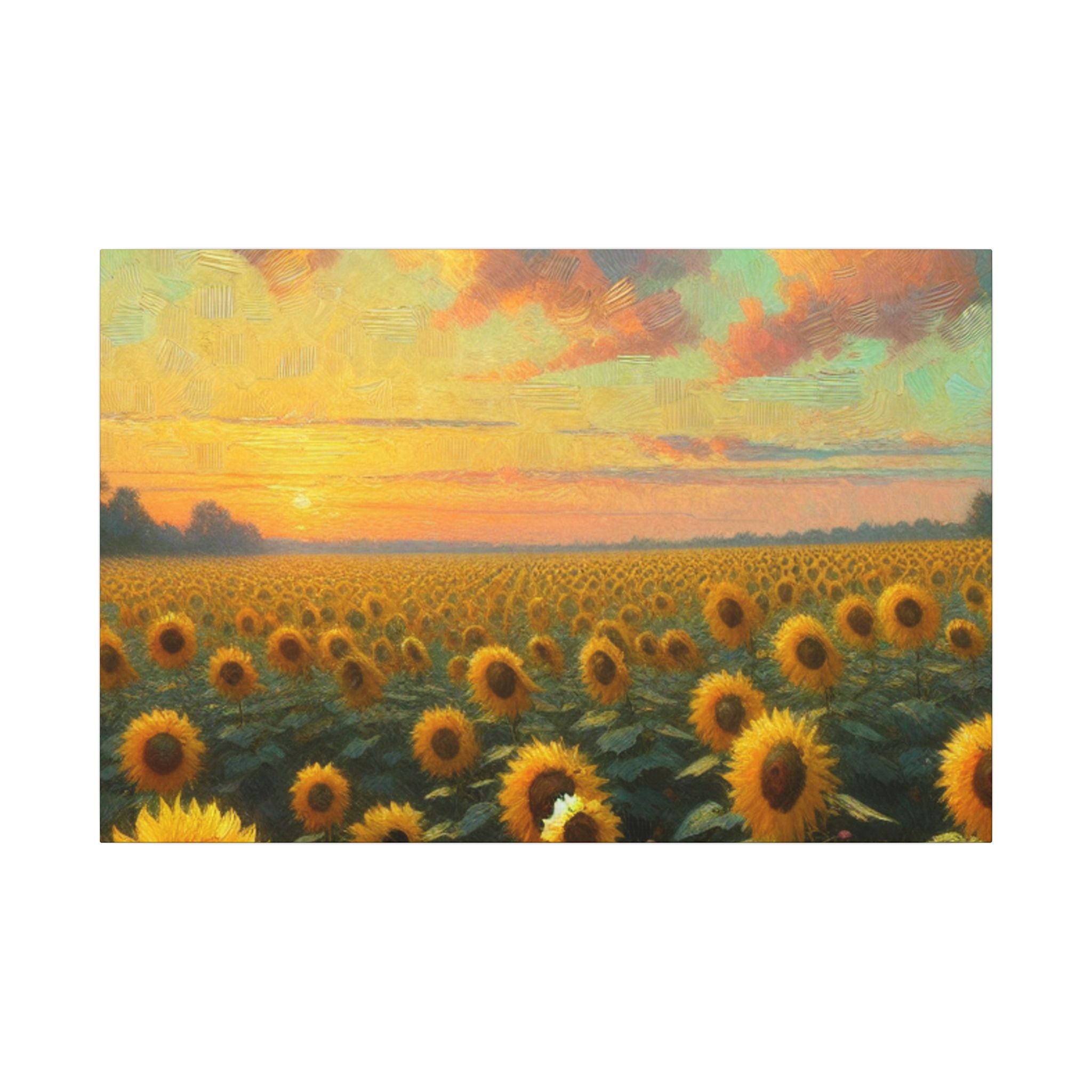 Rustic Impressionist Sunflower Field Painting