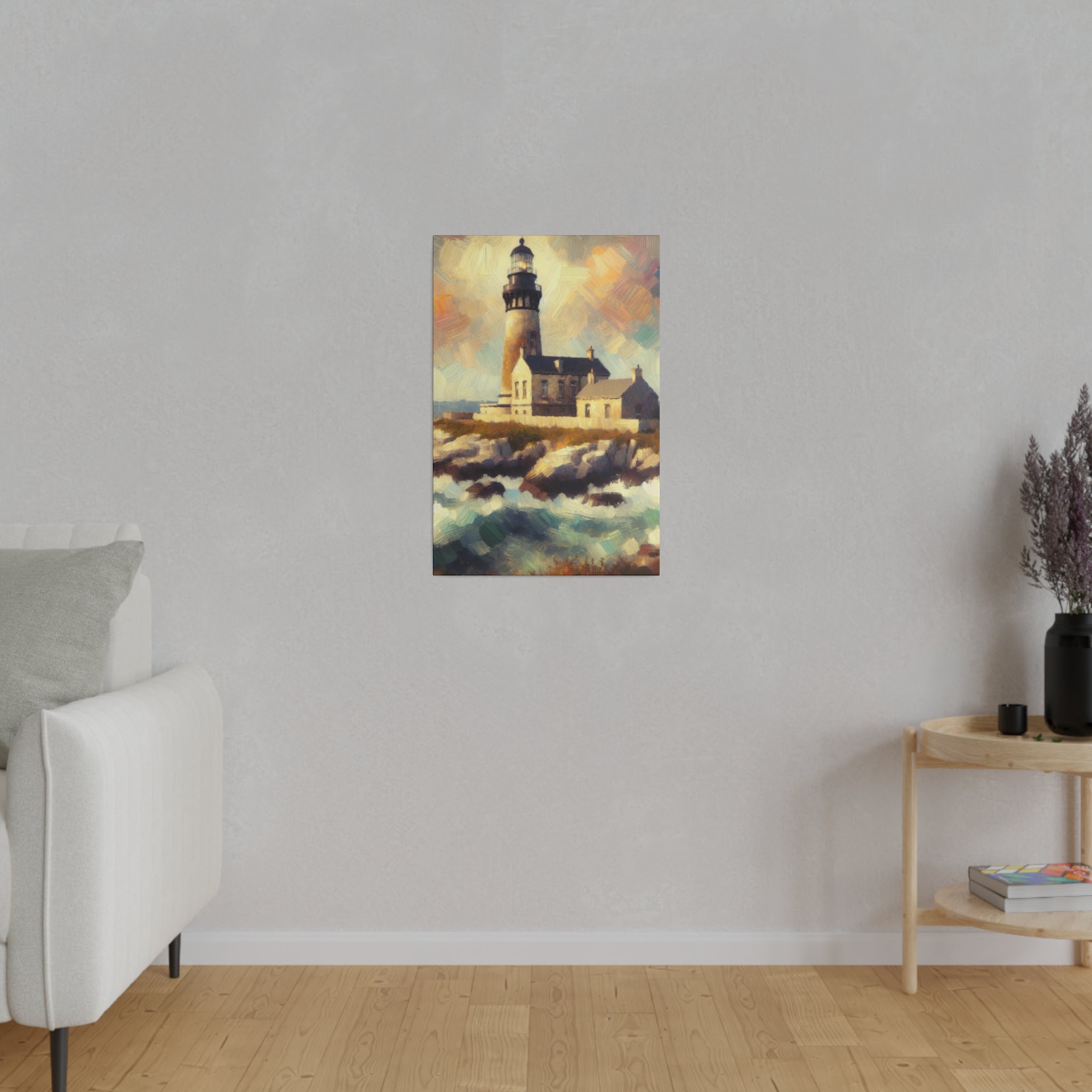 Beacon Illumination Coastal Wall Art Lighthouse Painting Canvas