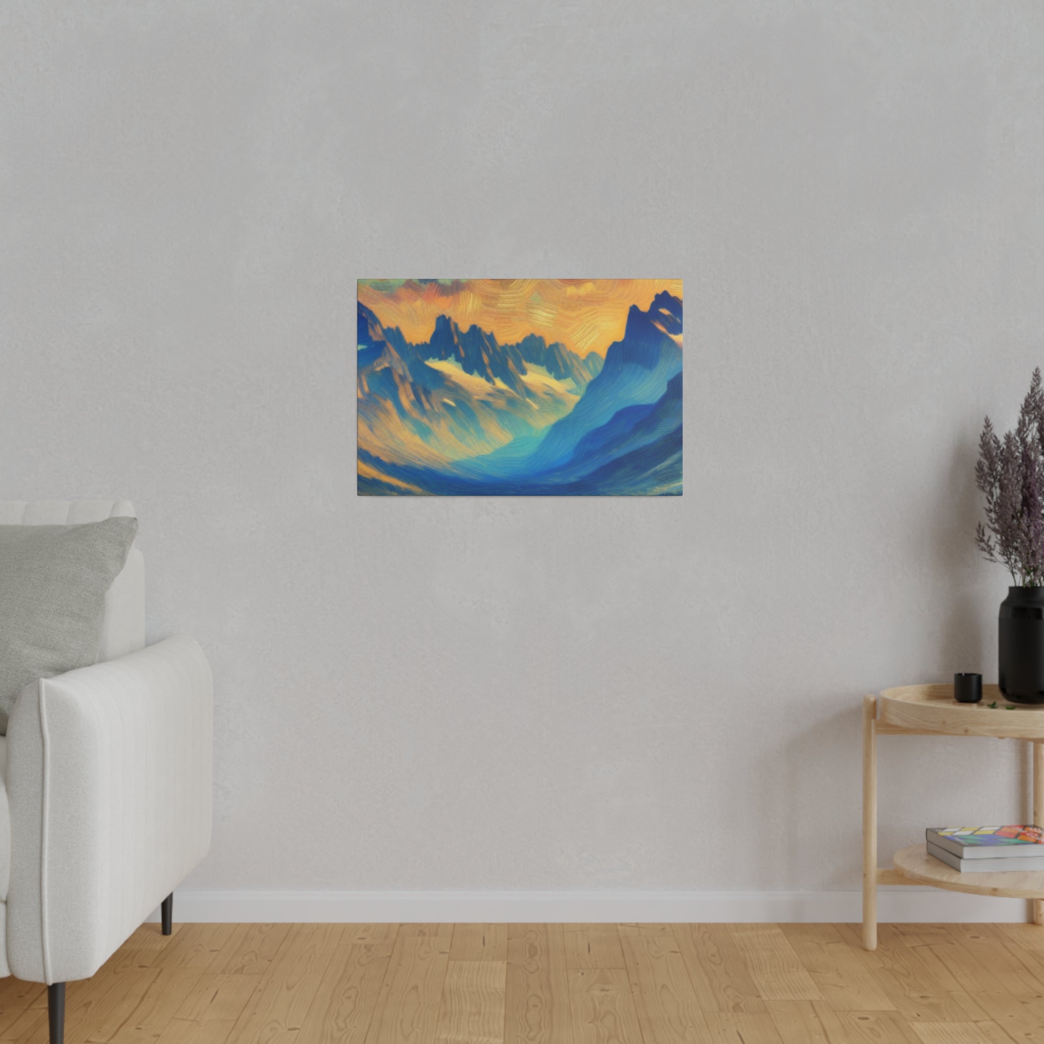 Misty Peaks of Dawn Mountain Landscape Painting Canvas