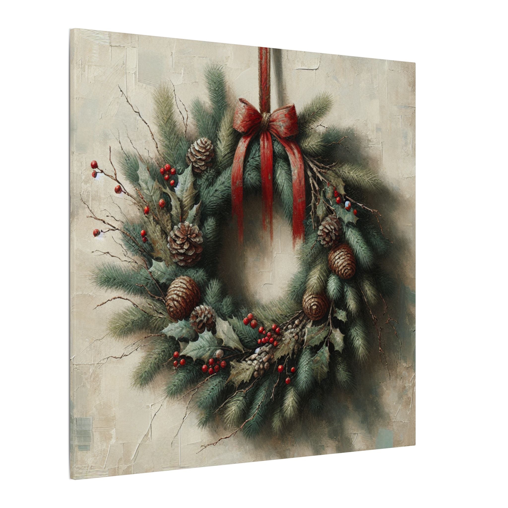 Classic Christmas Wreath Canvas