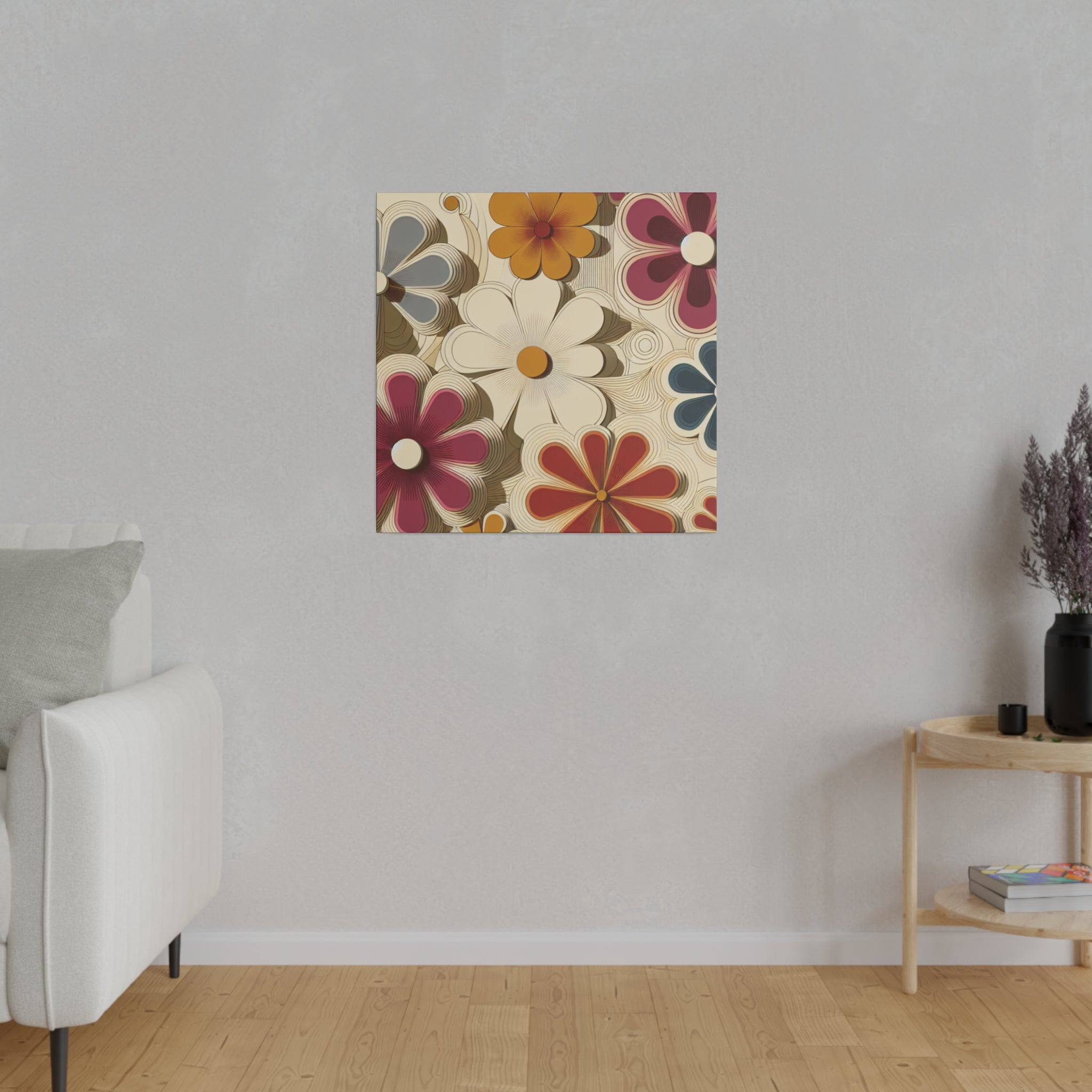 Blooming Rhapsody Floral Wall Art 70s Artwork Canvas