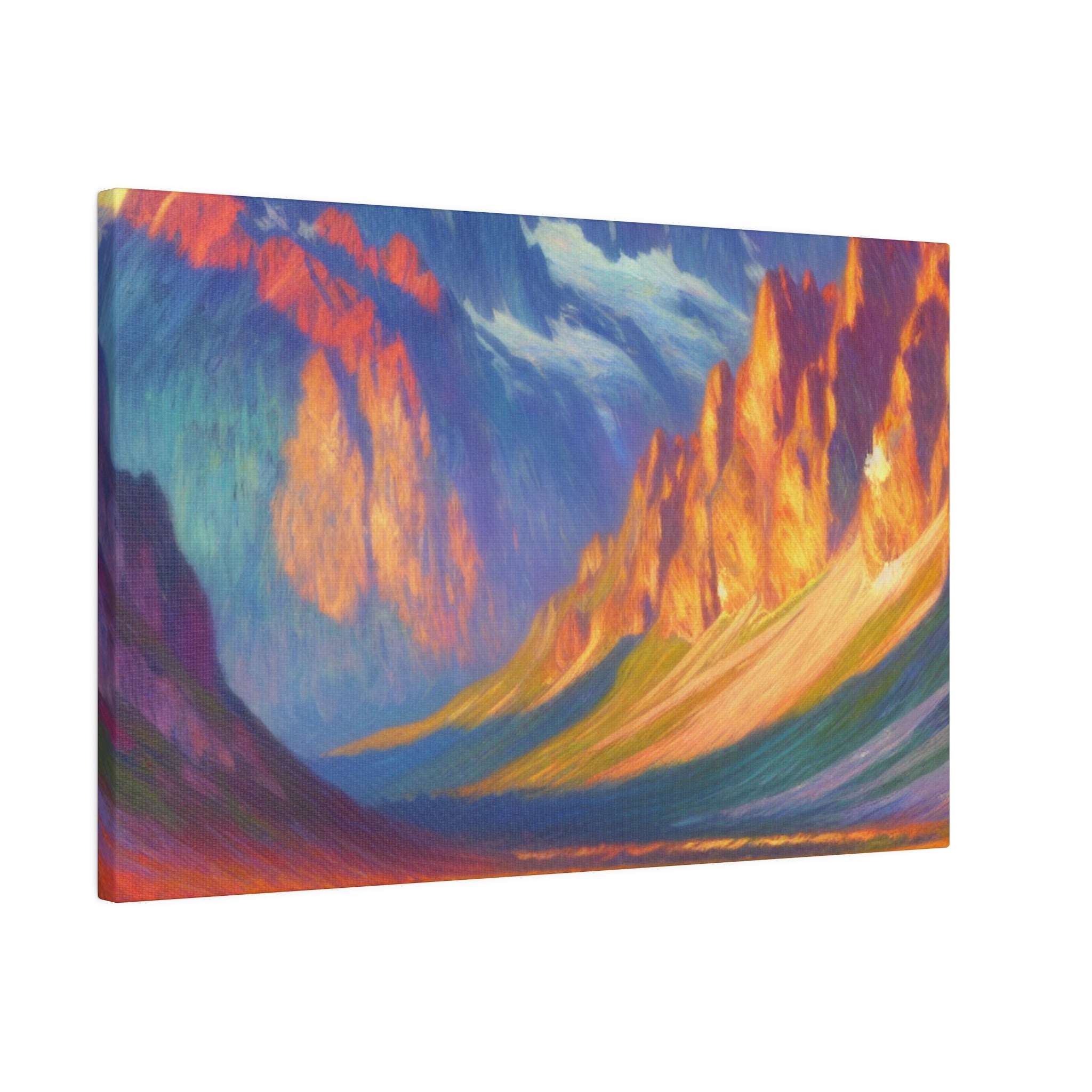 Majestic Peaks Reflected Dawn Mountain Landscape Painting Canvas