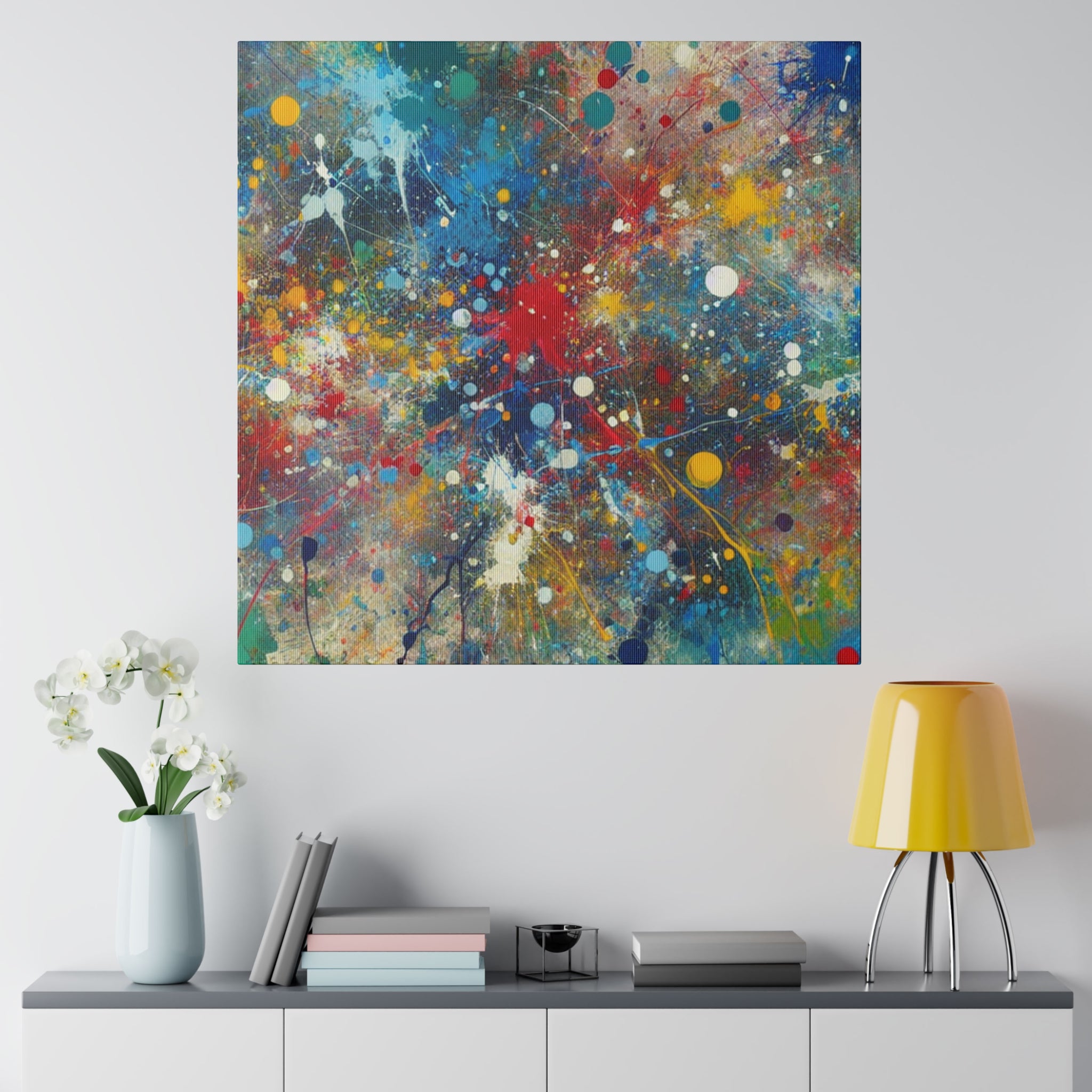 Split Splat Splatter Painting Colorful Abstract Art Canvas