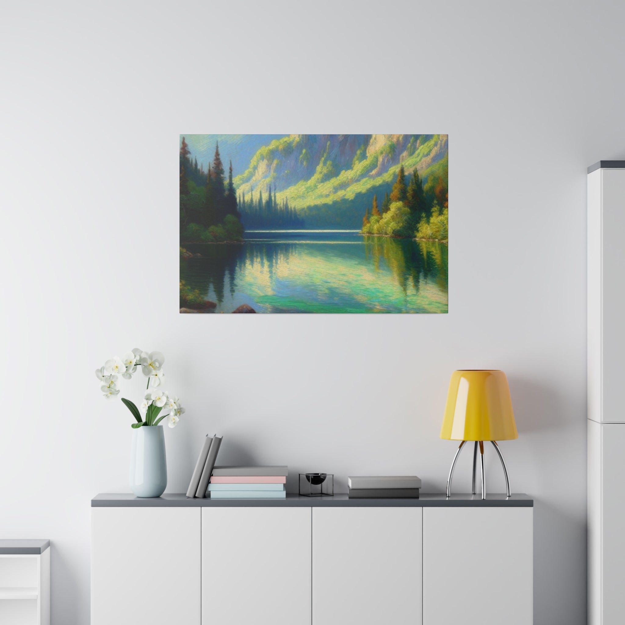 Serenity Lake Mirage Lake Painting Canvas