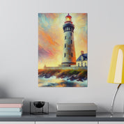 Luminous Beacon Coastal Wall Art Lighthouse Painting Canvas