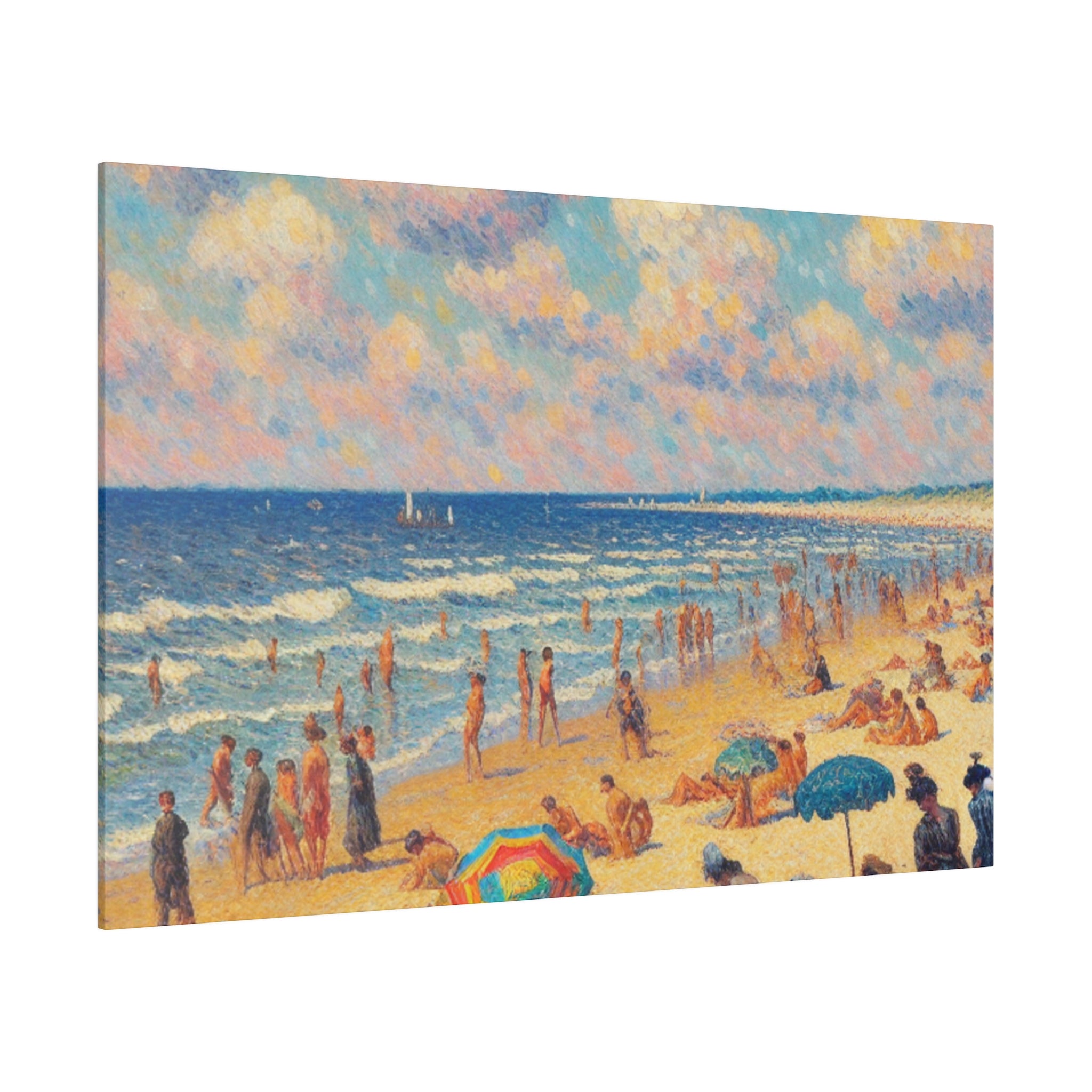 Sunday Beach Day Coastal Decor Beach Painting Canvas