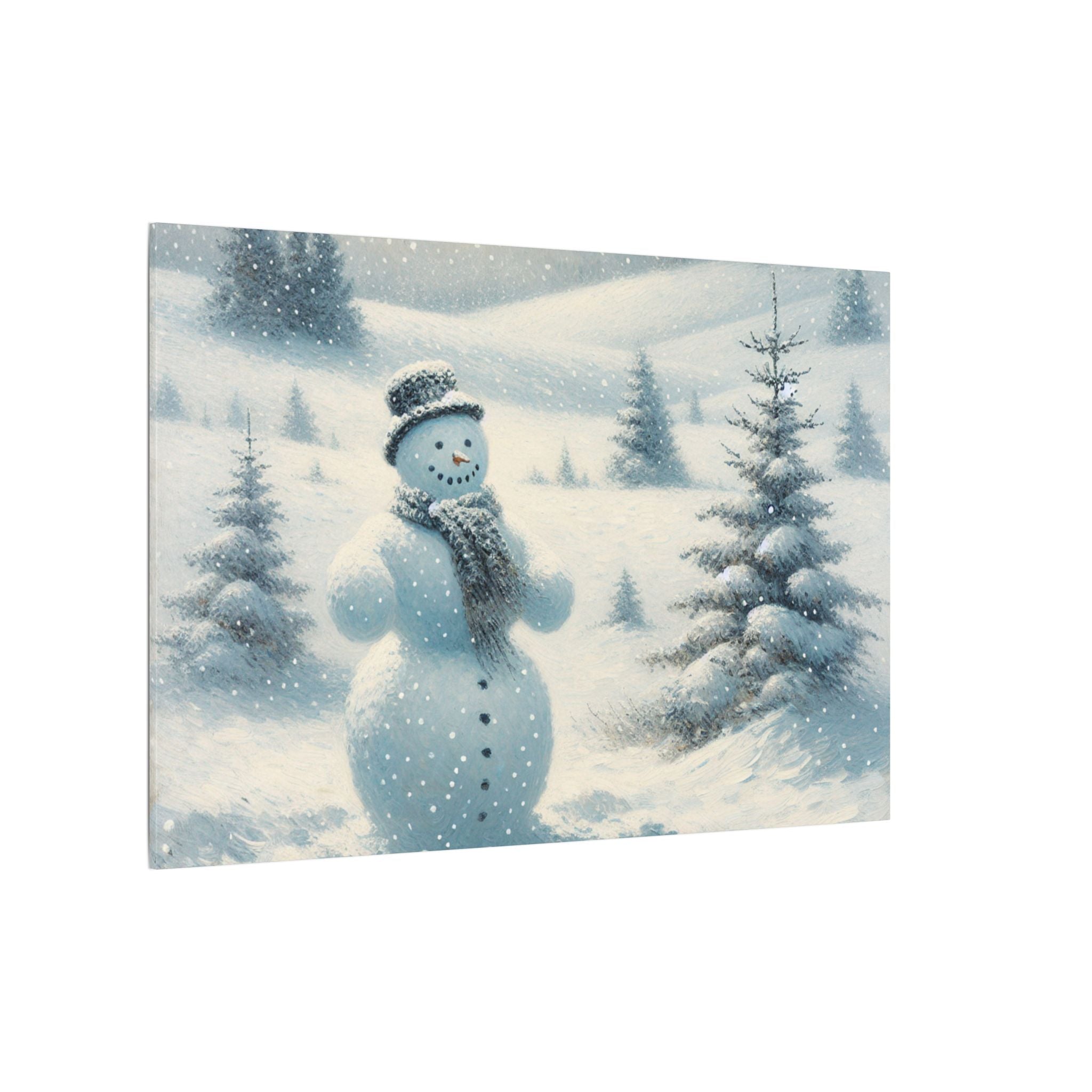 Snowman and Pine Tree Canvas