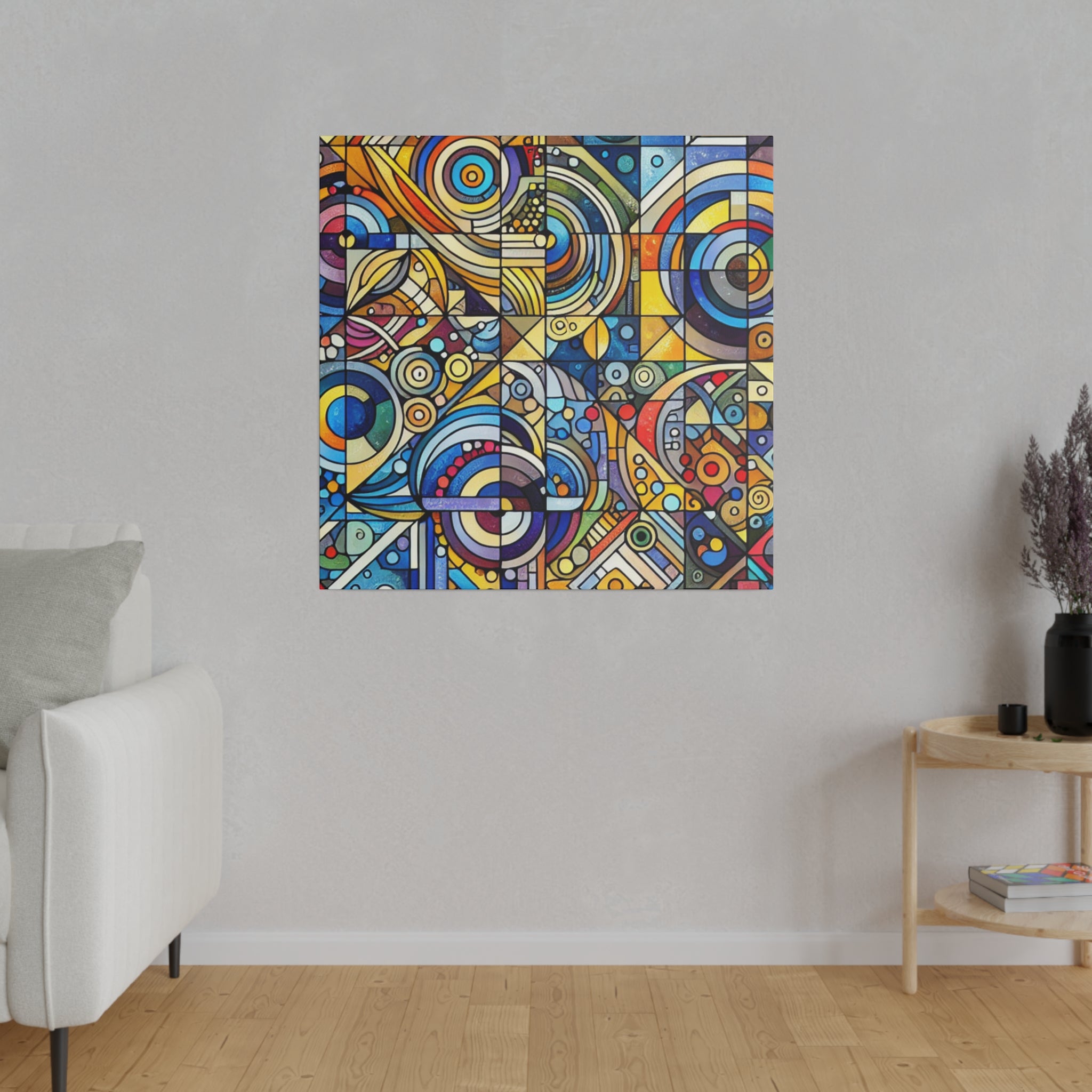 Geometric Curves Abstract Artwork Painting Canvas