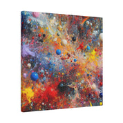 Vibrant Multicolor Blue, Red, Yellow, Green Splatter Painting Canvas