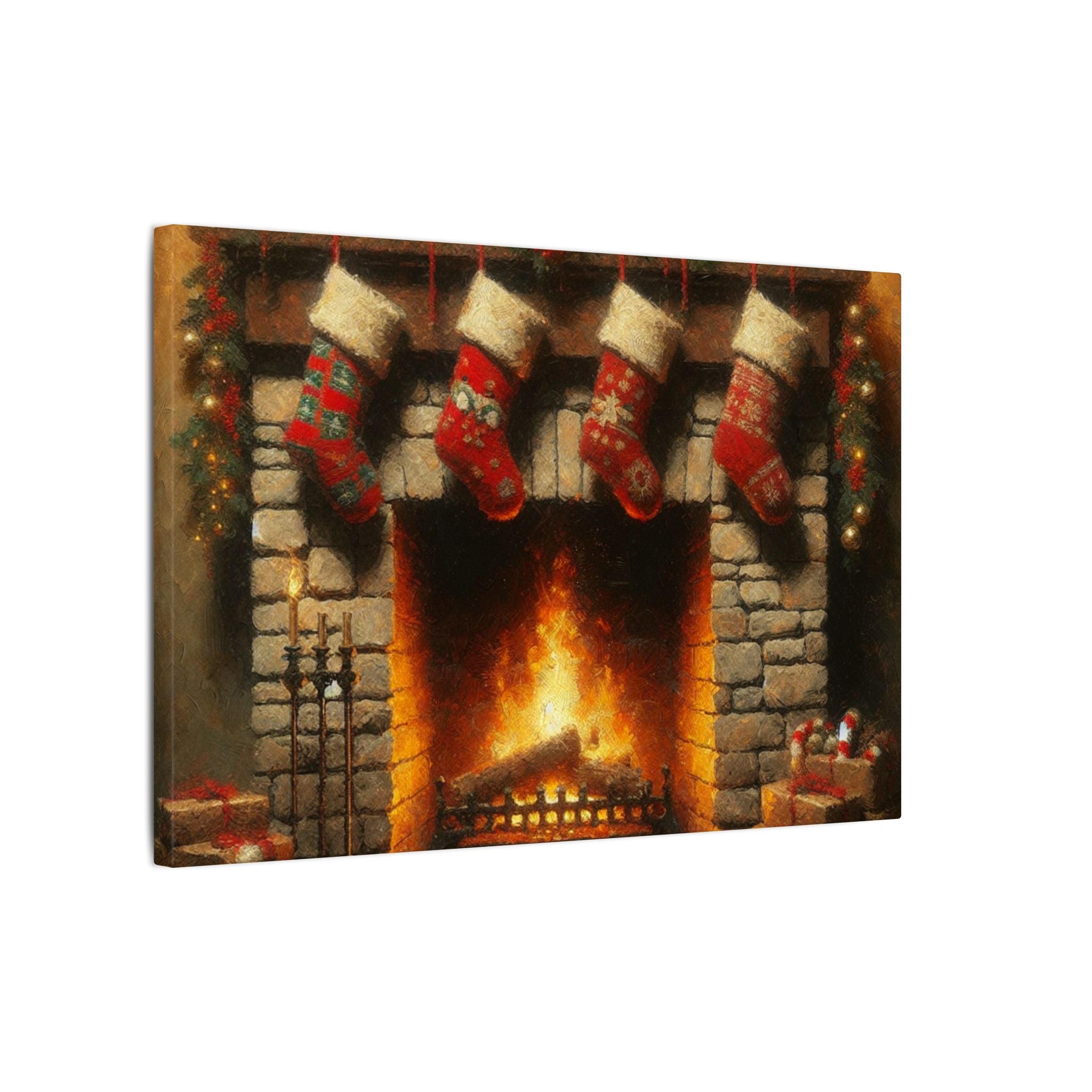 Cozy Christmas Fireplace Canvas
