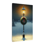 Christmas Lamp in the Snowy Night Canvas