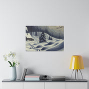 Remote Shack Vintage Expressionist Winter Painting Canvas