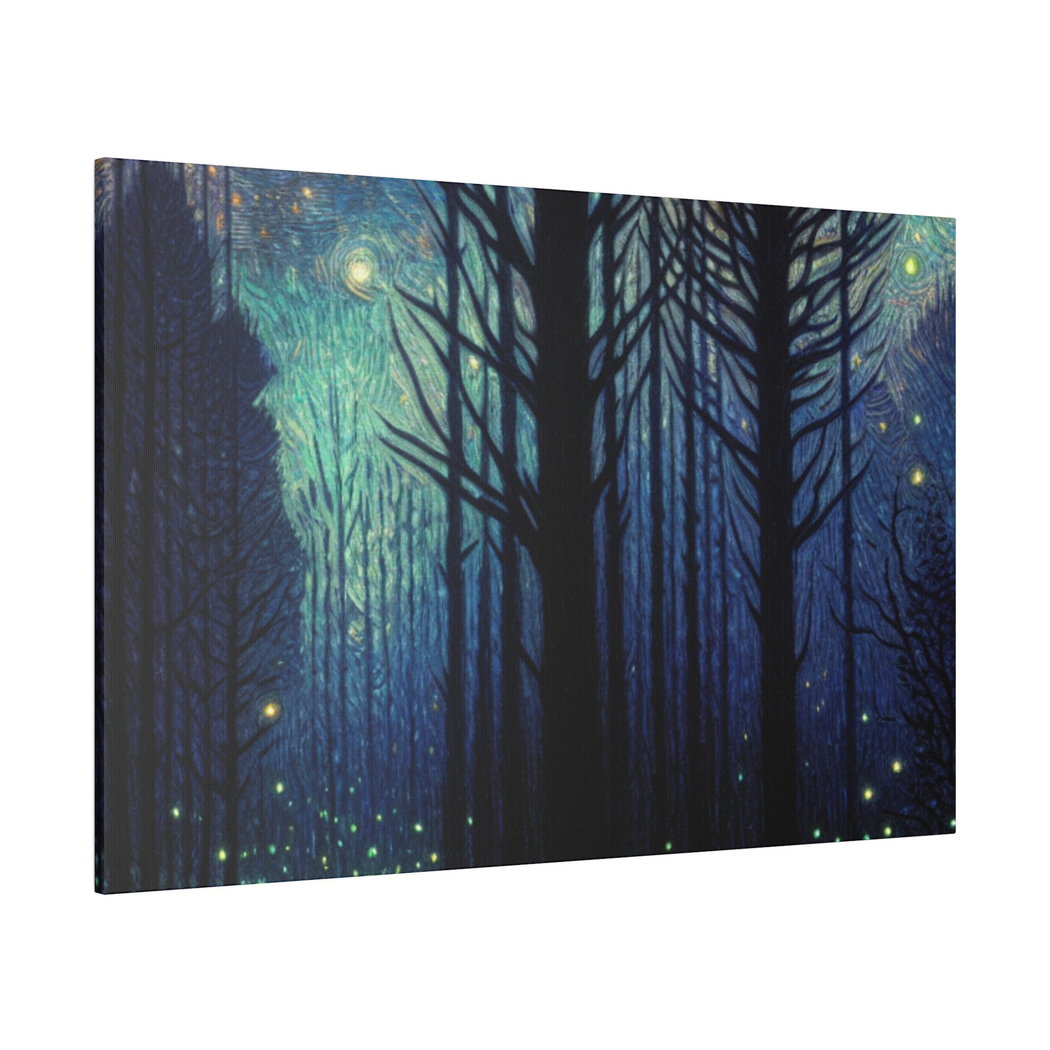 Firefly Glow Night Forest Painting Canvas