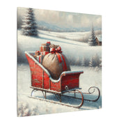 Red Christmas Sleigh Canvas