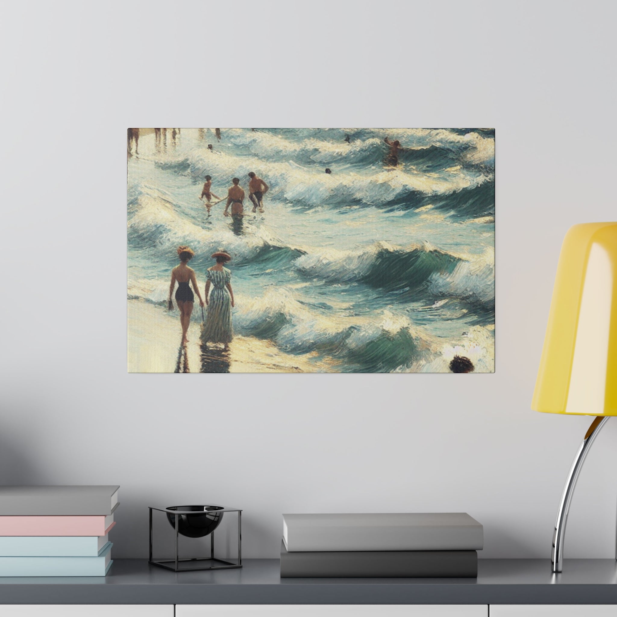 Seaside Reverie in Warm Pastels Vintage Beach Painting Canvas