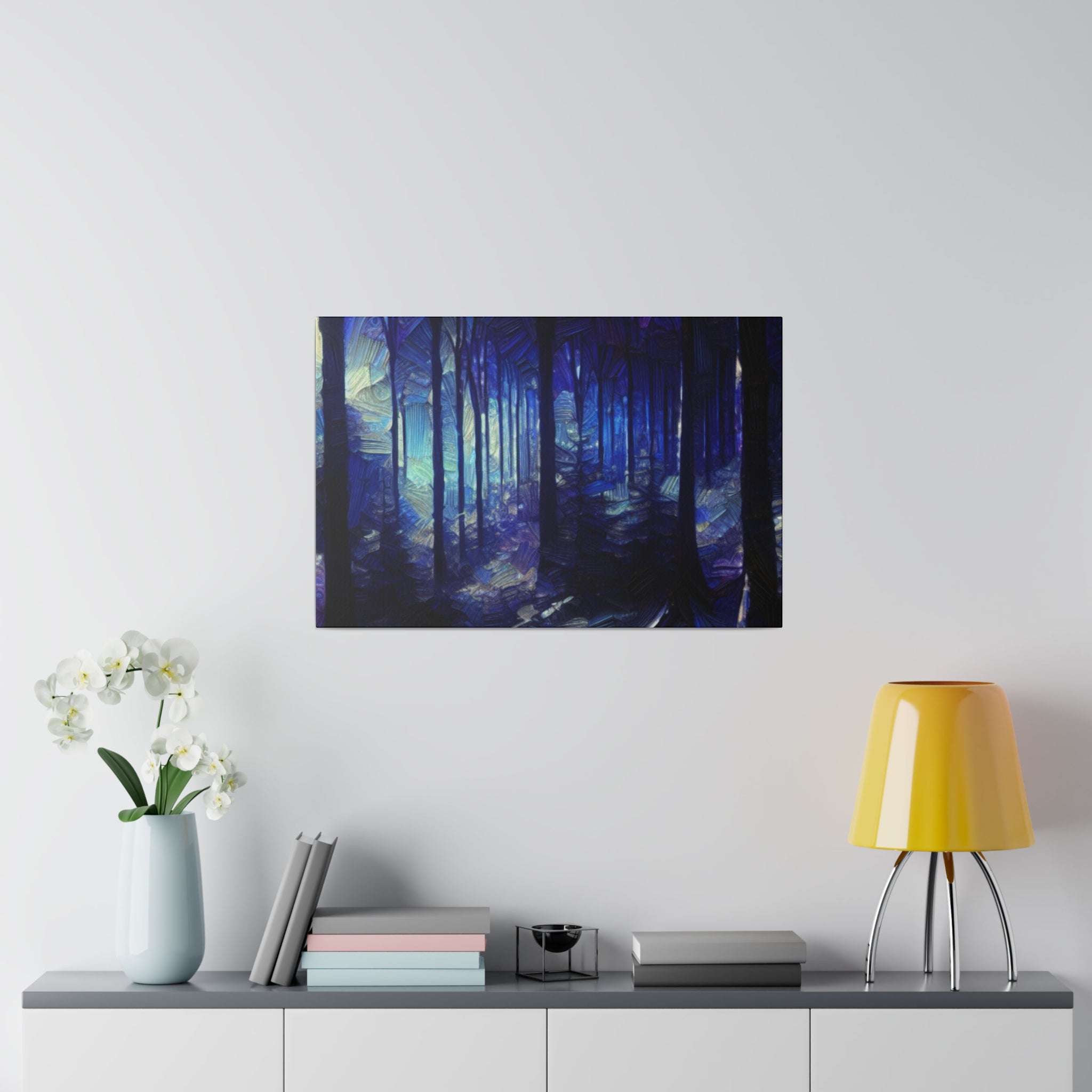 Whispering Blue Timber Symphony Forest Painting Canvas