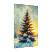 Glowing Christmas Tree at Night Canvas