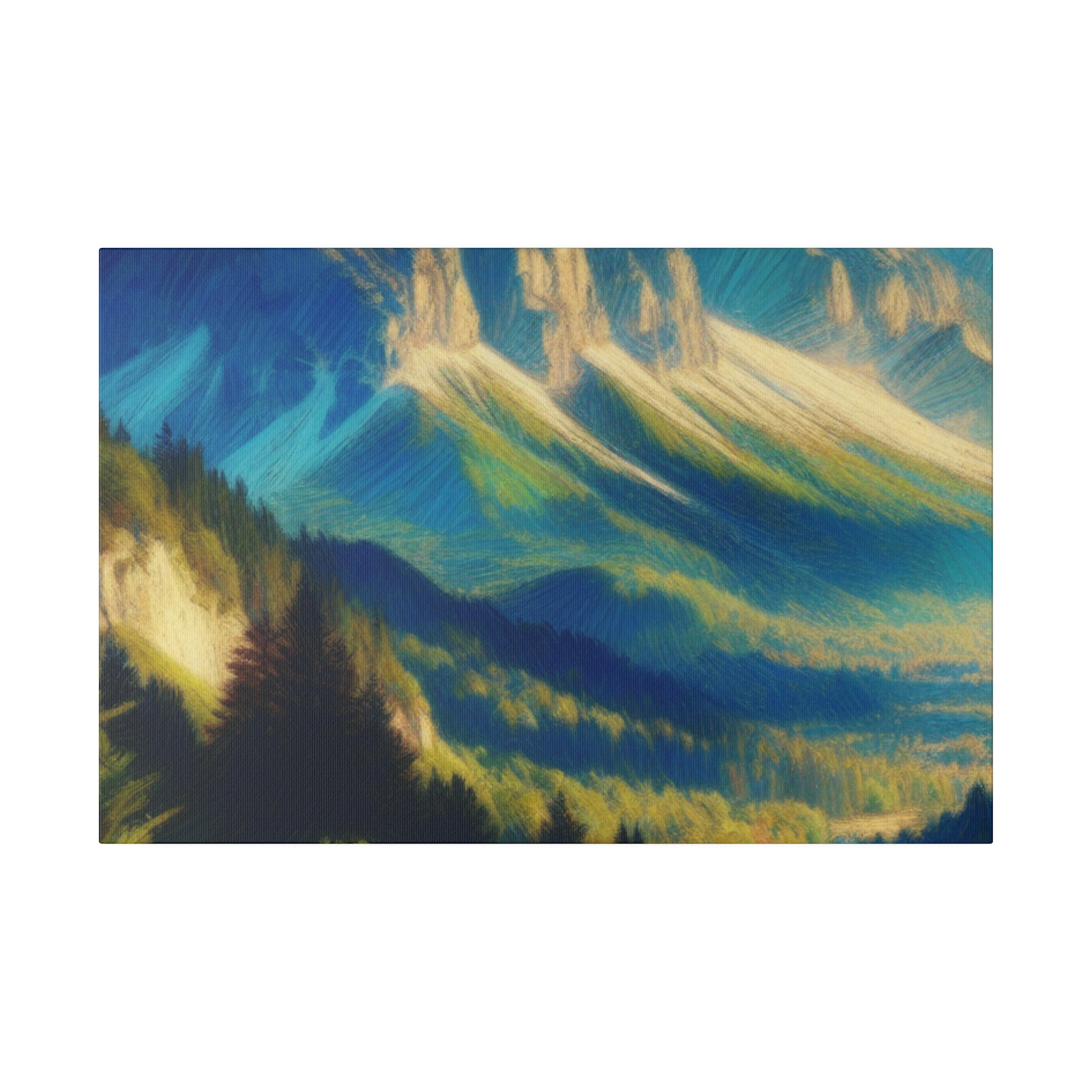 Majesty of Alpine Valley Mountain Landscape Painting Canvas