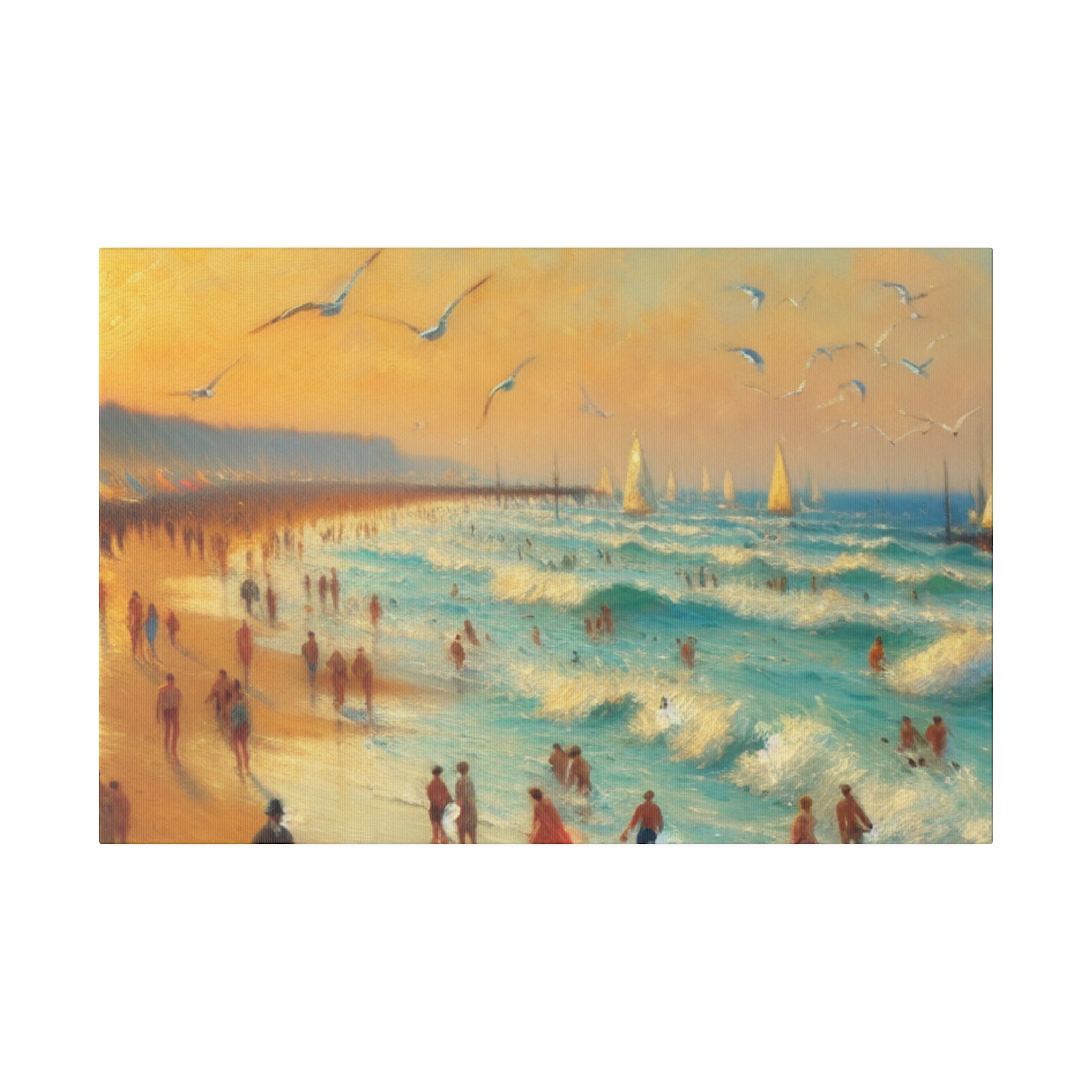 Sunset Serenity Vintage Impressionist Beach Painting Canvas