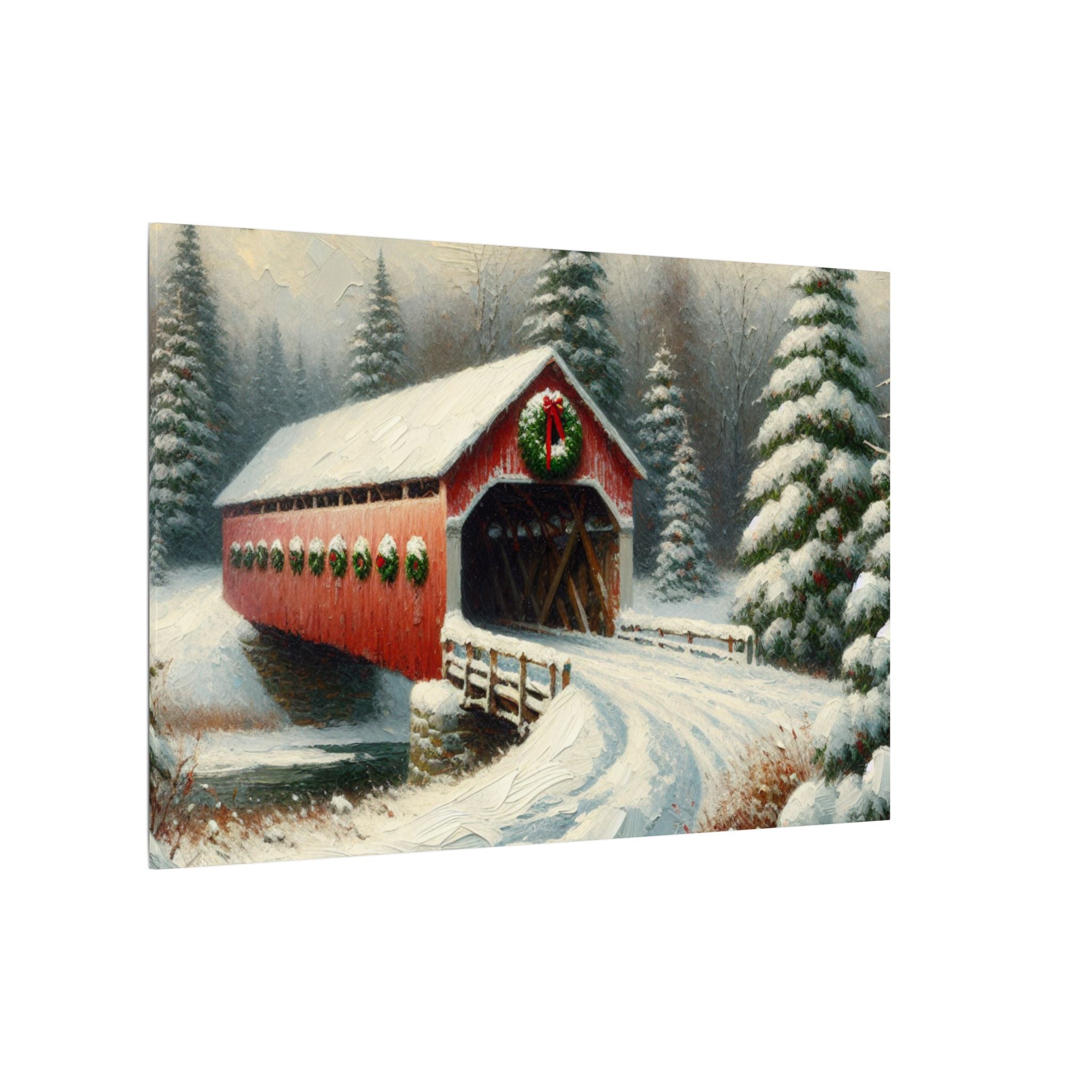 Red Christmas Bridge Canvas