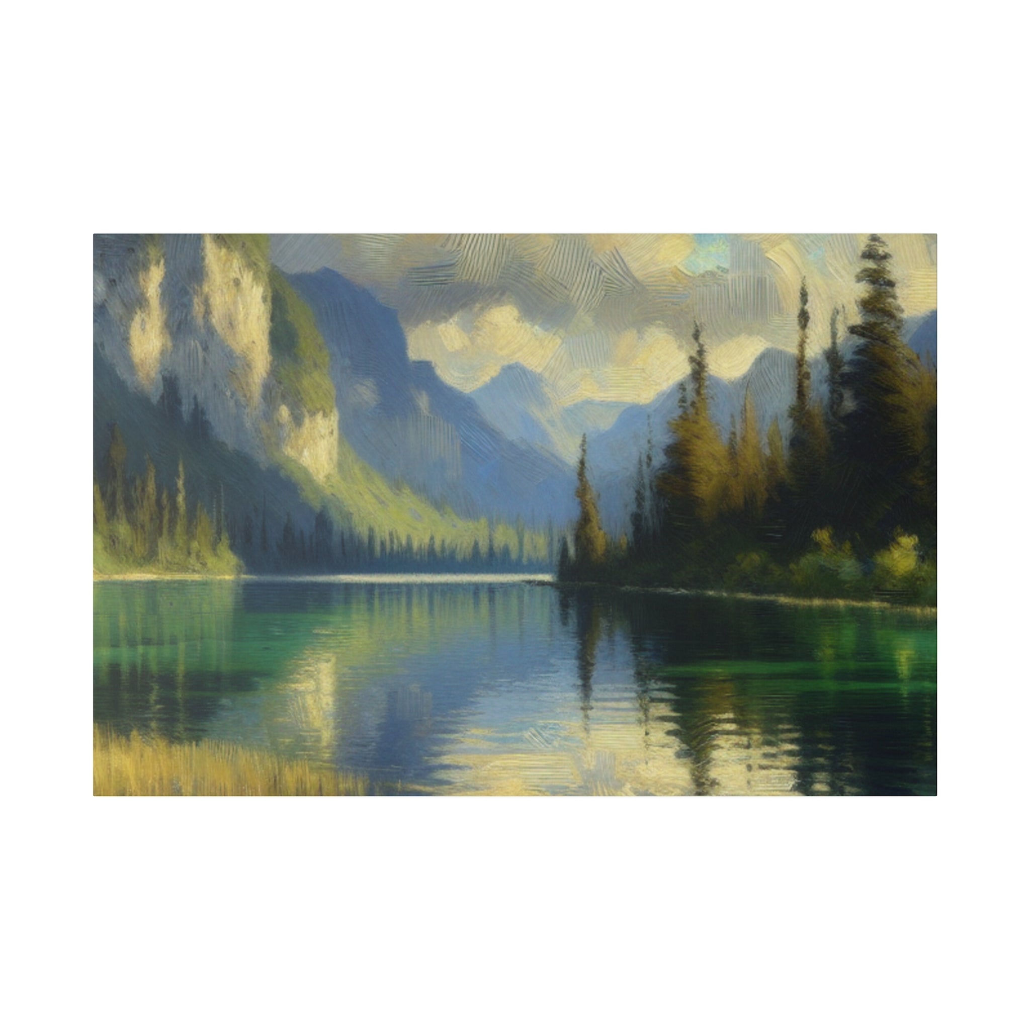 Azure Waterscape Harmony Lake Painting Canvas