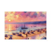 Serene Shorescape Pastel Colored Beach Painting Canvas