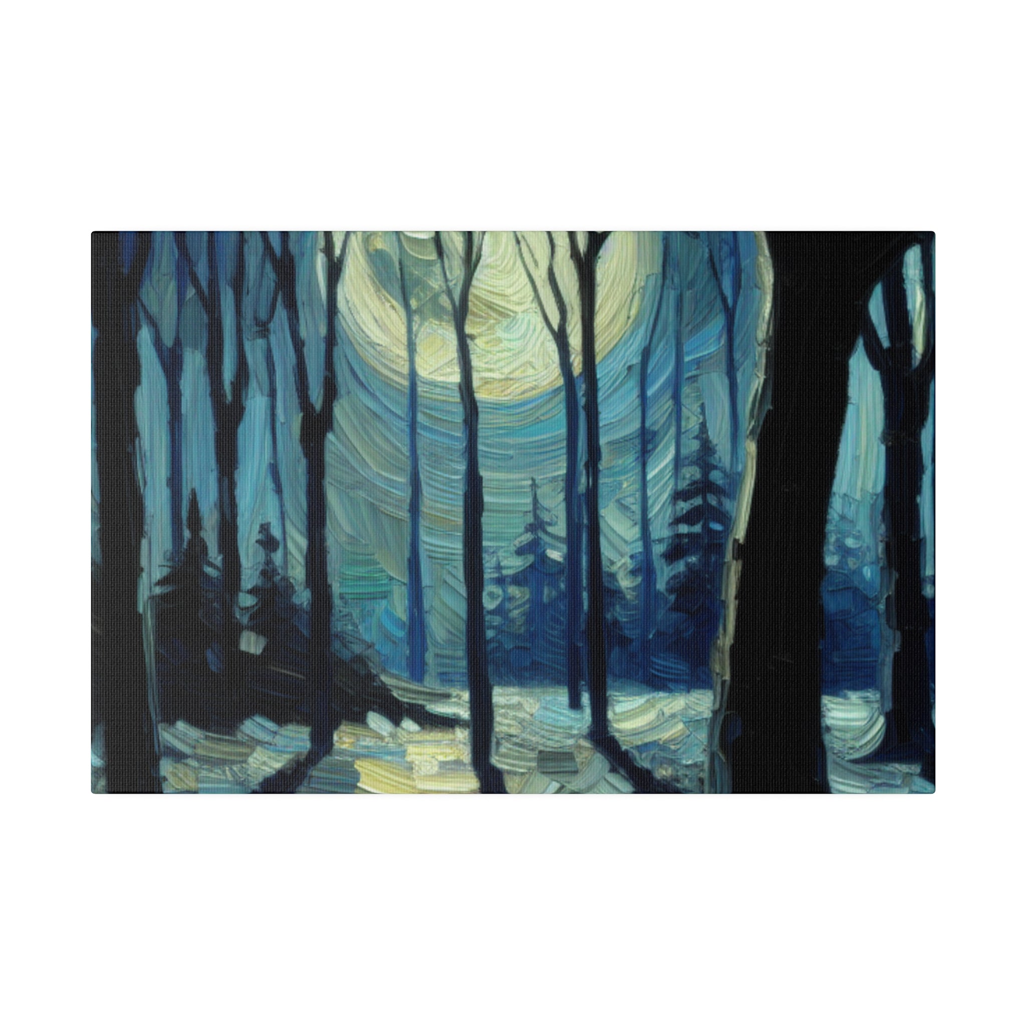 Night Moon Whisper Expressionist Forest Painting Canvas