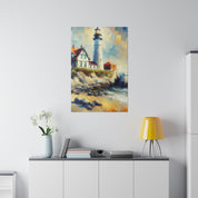 Misty Beacon Coastal Wall Art Lighthouse Painting Canvas