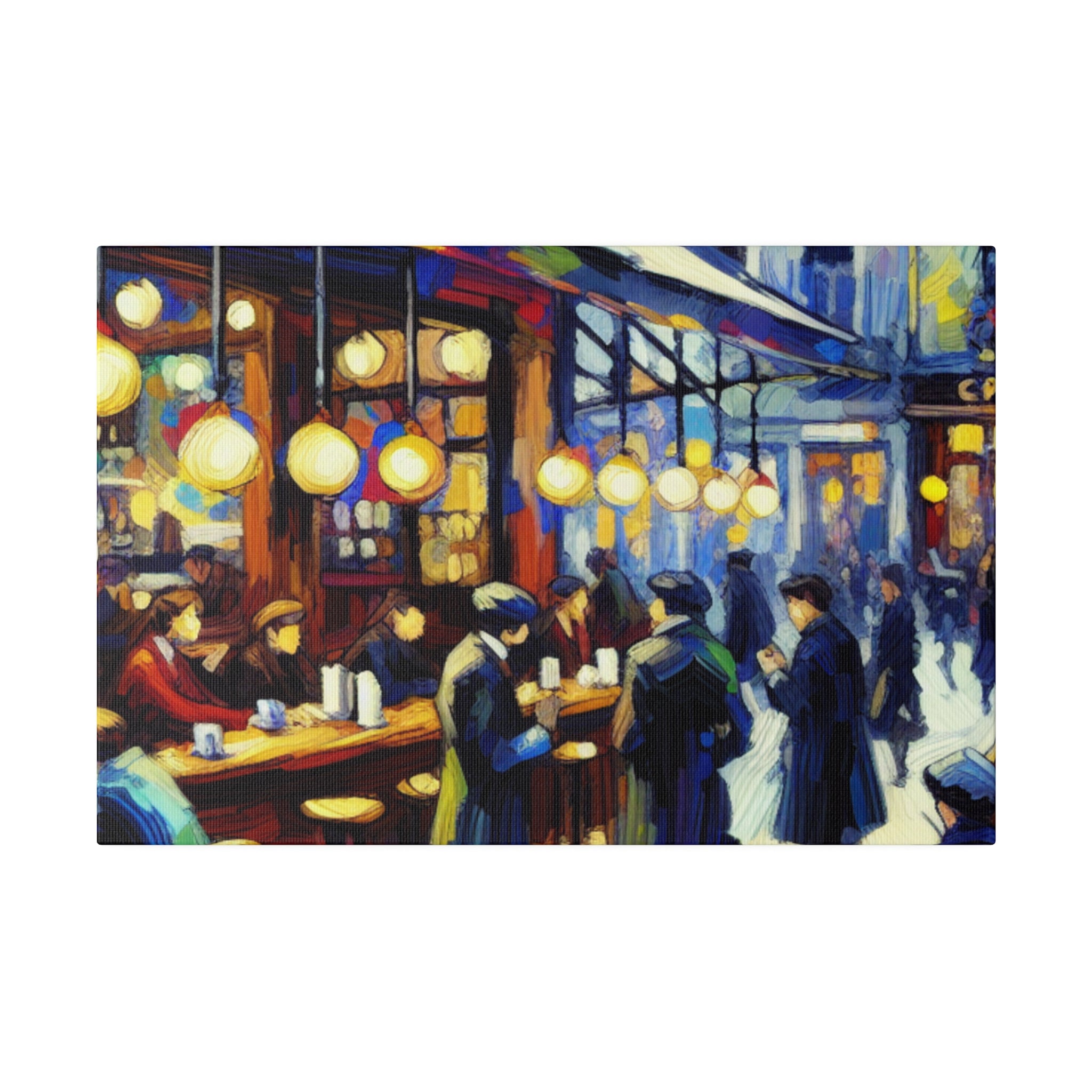 Vintage European Street Cafe Artwork Painting Canvas