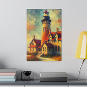 Luminous Beacon Of Light Coastal Wall Art Lighthouse Painting Canvas