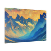 Misty Peaks of Dawn Mountain Landscape Painting Canvas