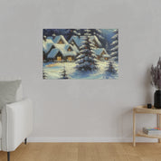 Cozy Cottages Expressionist Snowscape Winter Painting Canvas