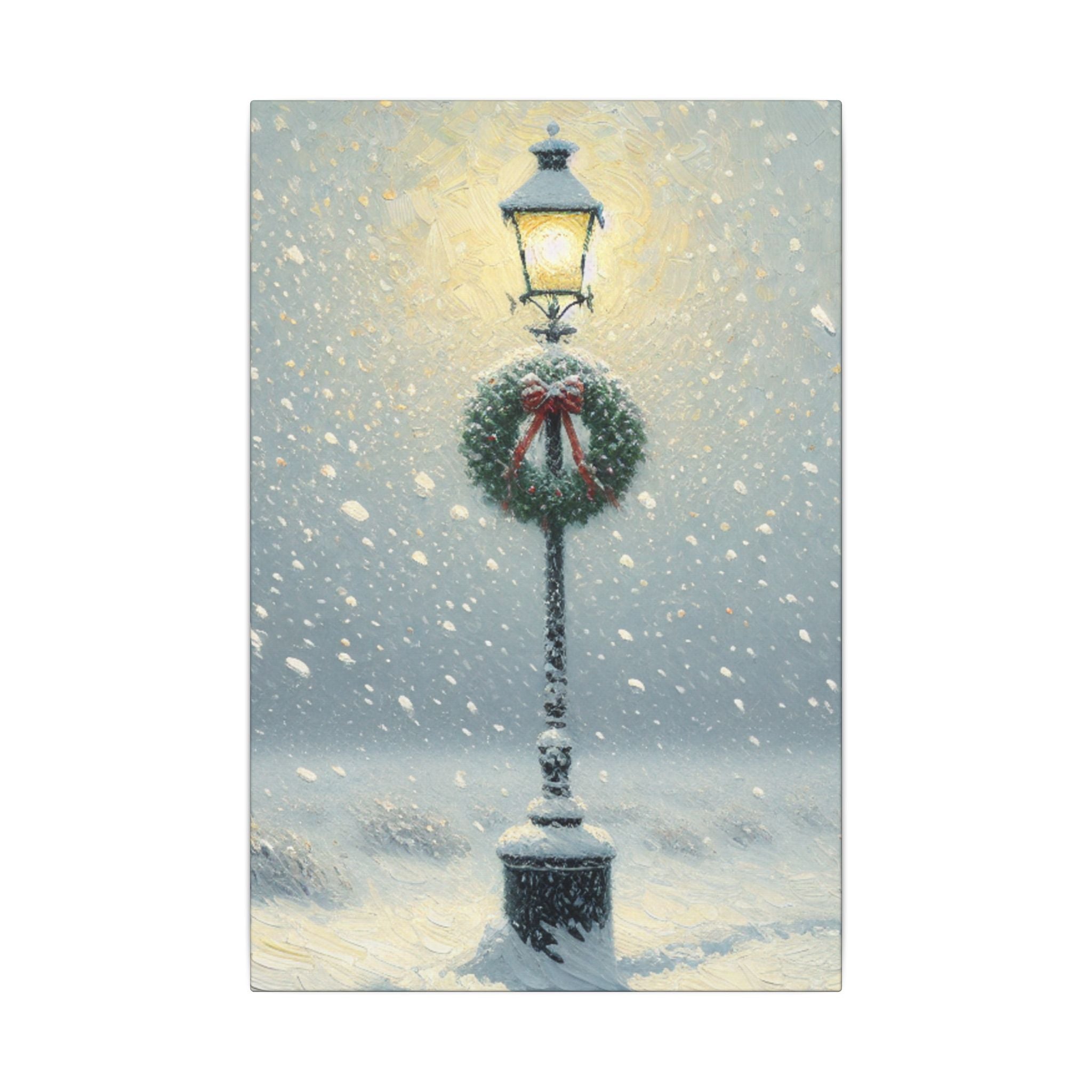 Snowy Christmas Lamp Canvas