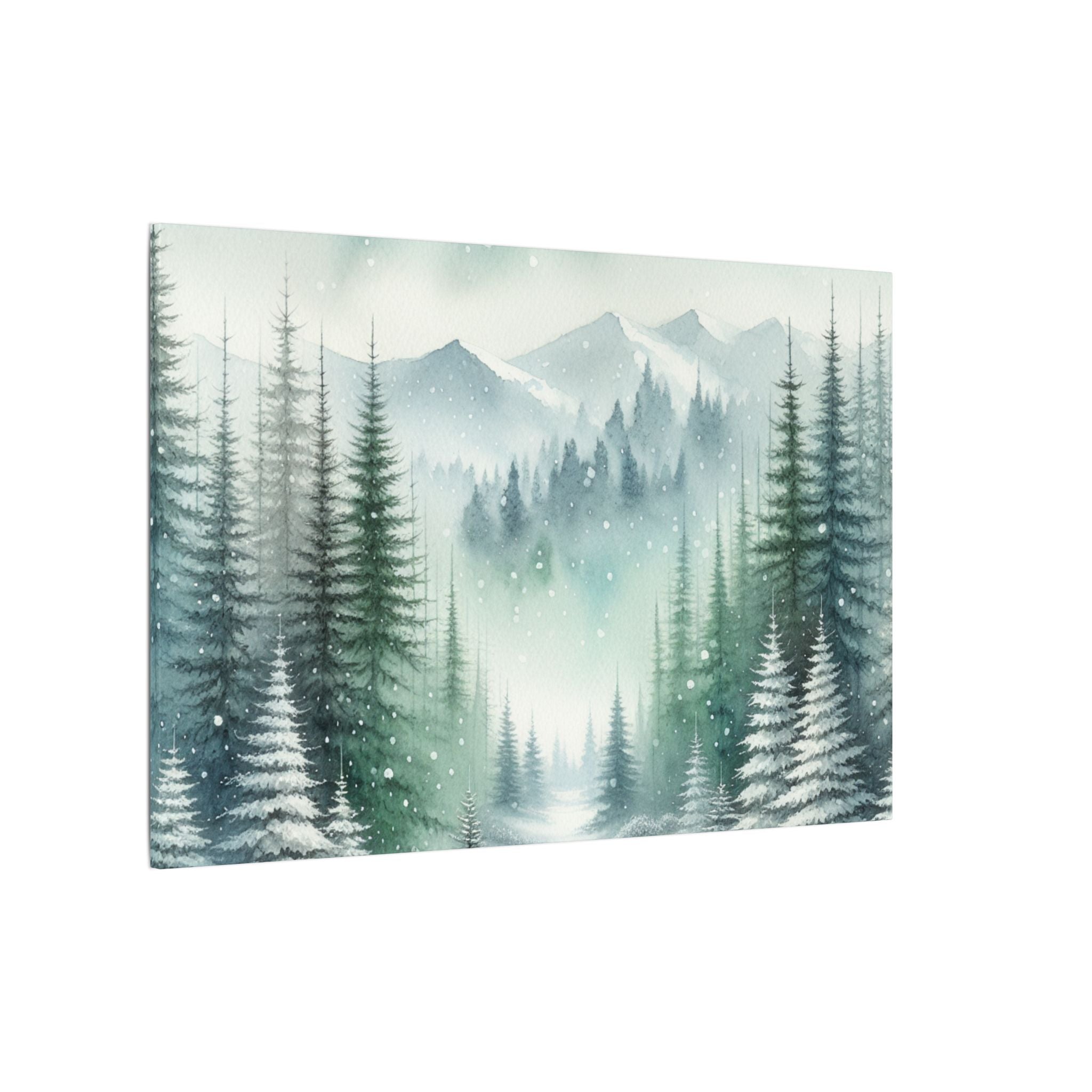 Winter Pines and Mountain Valley Canvas