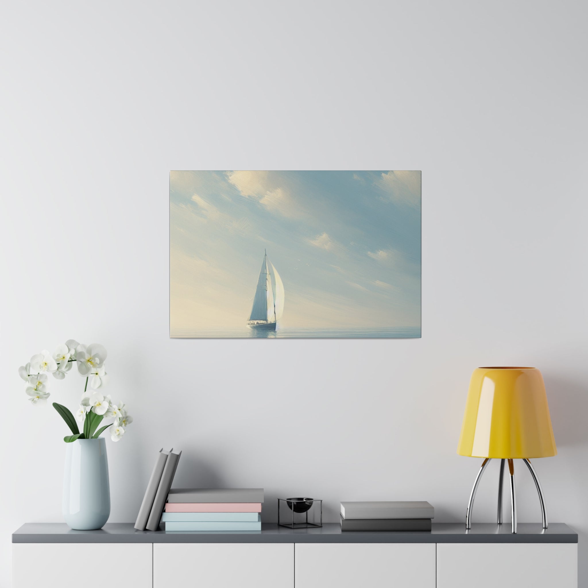 Serene Voyage Sailboat Painting Canvas