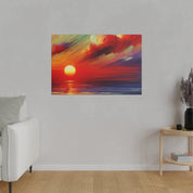 Ember Horizon Whispers Red Purple Sunset Painting Canvas