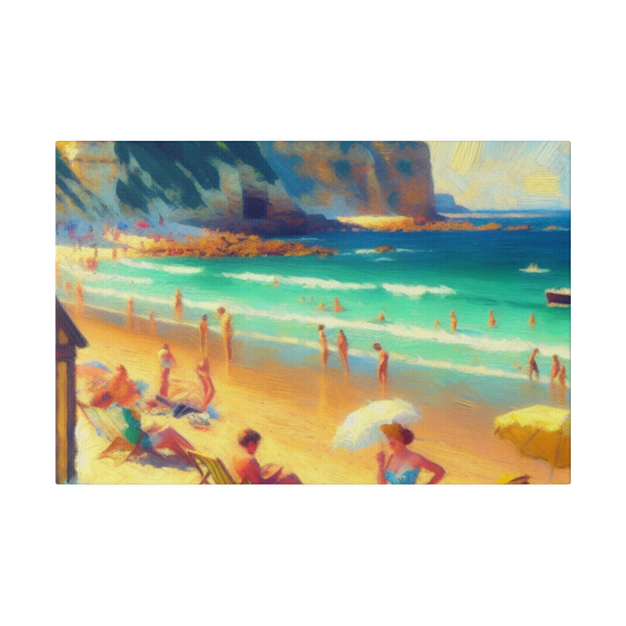 Vintage Coastal Reverie Beach Landscape Painting Canvas