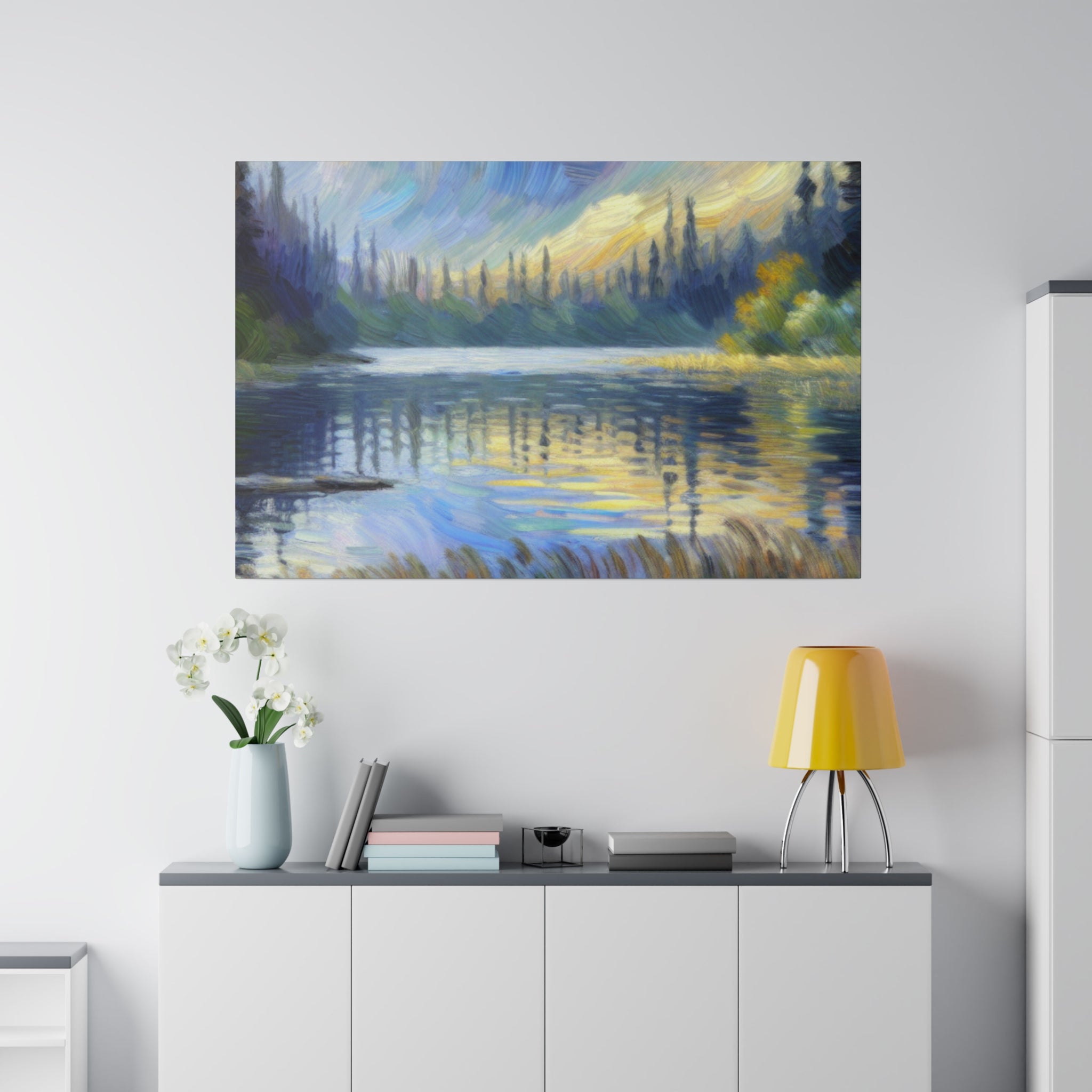 Aqua Serenity Canvas Lake Painting Canvas