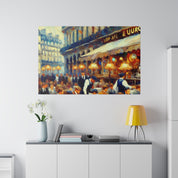 Bustling French Street Cafe Artwork Canvas