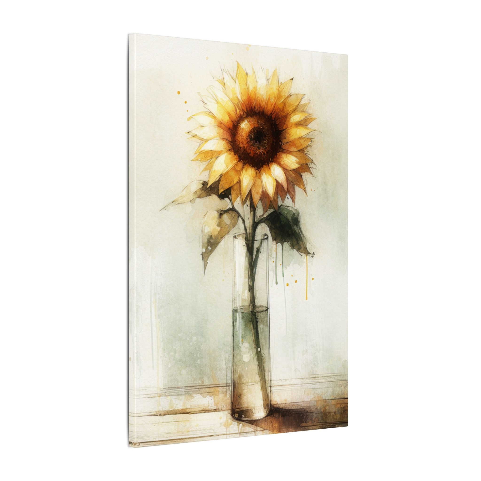 Rustic Sunflower Vase Canvas
