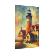 Luminous Beacon Of Light Coastal Wall Art Lighthouse Painting Canvas