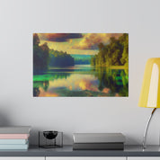 Serene Lakeside Reverie Lake Painting Canvas